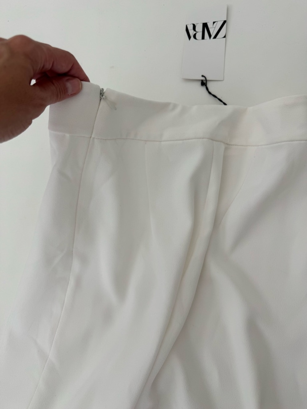 NWT ZARA White Wide Leg Pants High Waisted Minimalist Dressy XS Quiet Luxury - Picture 8 of 8